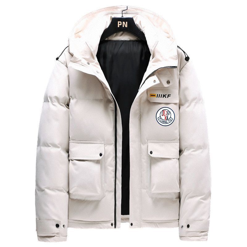 Manteau d'hiver chaud, style rétro, ample, à capuche, imprimé badge, unisexe_voghion.com