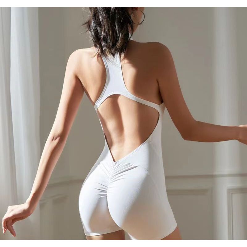 Combinaison de yoga plissée haute intensité : dos magnifique, sensation de nudité, effet liftant, fermeture éclair serrée, une pièce pour le fitness_voghion.com