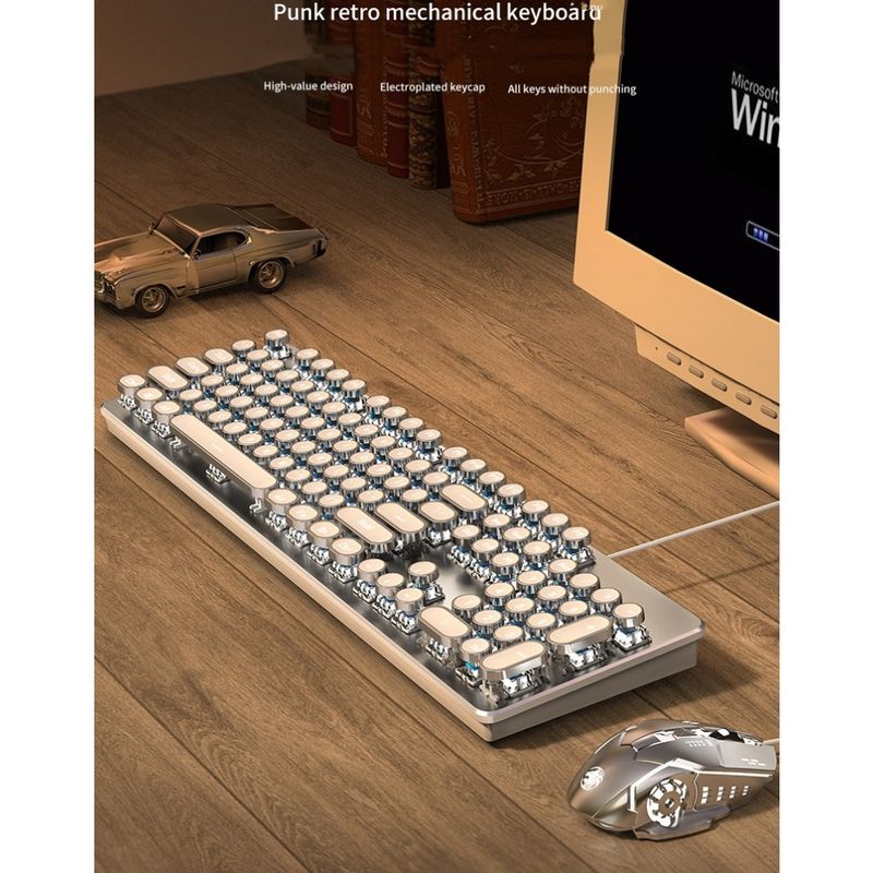 1PC TK100 Punk Tastiera e Mouse Meccanici Set Cablati Gaming Esports Tastiera e Mouse da Ufficio per Uomo e Donna_voghion.com