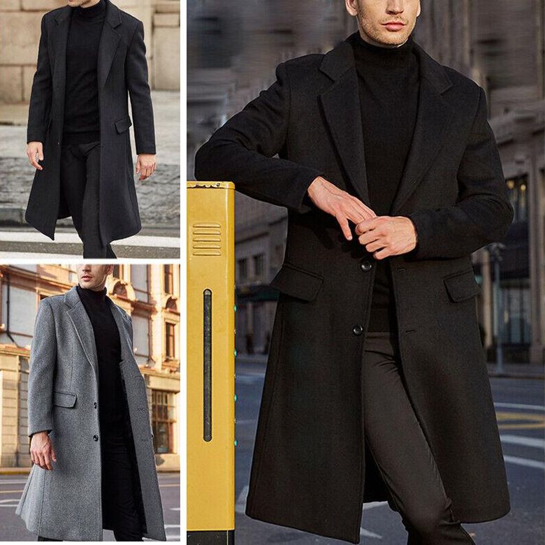 Pulse 2025 Foreign Trade European And American Men's Wool Coat Cross-Border British Style Large Size Long Double-Sided_voghion.com