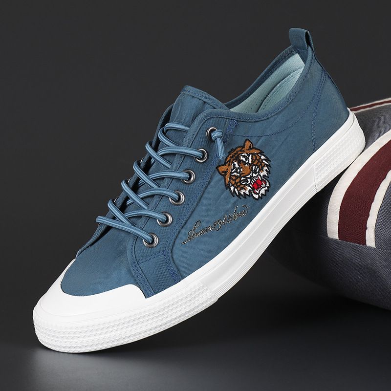 Scarpe da ginnastica casual classiche ricamate basse in tela lucida, con ombrello in seta ghiacciata, traspiranti, con lacci e suola morbida, Euro Step_voghion.com