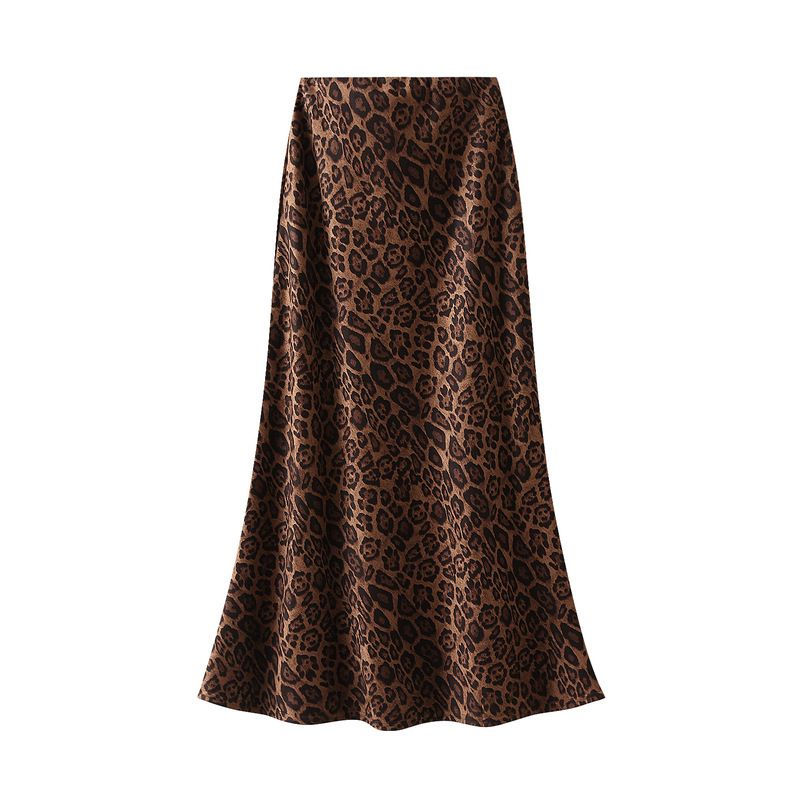 Jupe à imprimé léopard K pour femme ; nouvelle jupe sirène amincissante taille haute ; robe midi une pièce._voghion.com