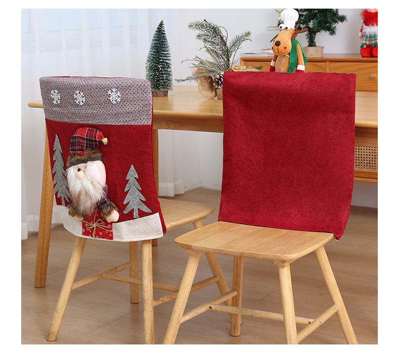 Neue Weihnachtsstuhlabdeckung aus Kunstleder, dreidimensionale Puppenstuhlabdeckung, europäische und amerikanische Tisch- und Stuhlabdeckung, Verkleidungsrequisiten_voghion.com