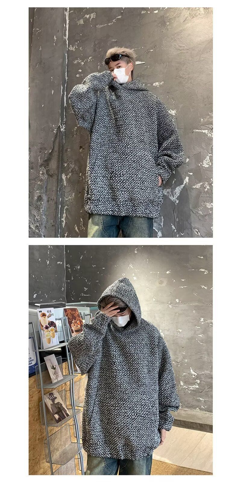 High End Couple Outfit Hooded Sweatshirt For Men In Autumn And Winter, Small Fragrance Style Woven Jacket, Brand, Light_voghion.com