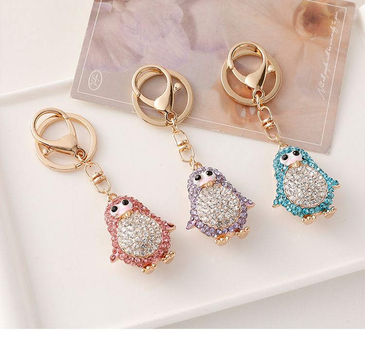 Portachiavi creativo con ciondolo in metallo a forma di pinguino, incastonato di diamanti, regalo per auto_voghion.com