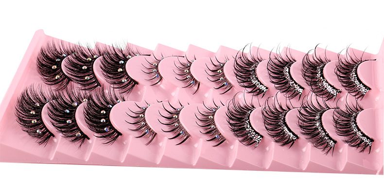 Lash extension set 10 pairs of fitted diamond synthetic false eyelashes naturally curl multi-level messy false eyelashes_voghion.com