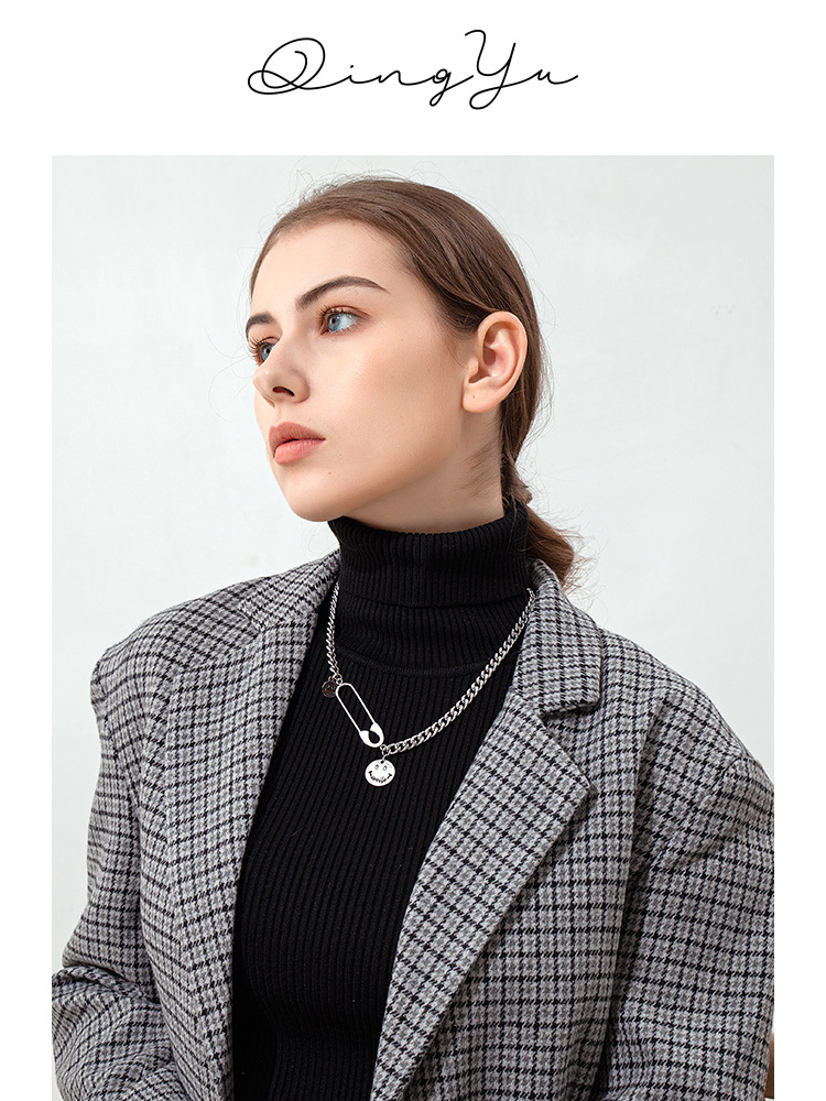 Collana con faccina sorridente esagerata, Instagram femminile, Hip Hop, design unico, stile lungo, nuovo trend autunno/inverno_voghion.com