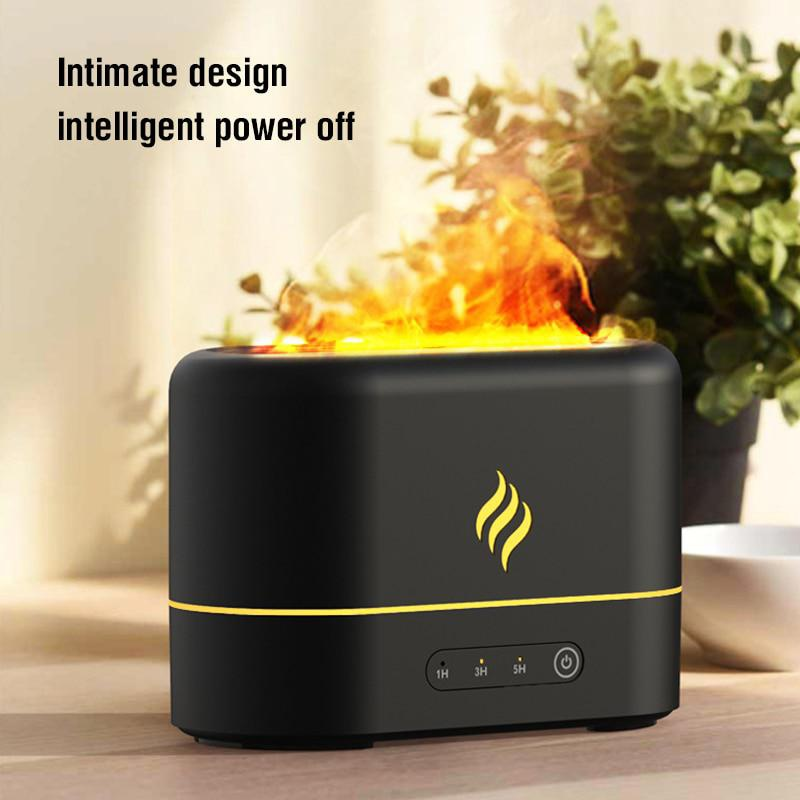 1 Stück 7 Farben Flammensimulation Ultraschall-Luftbefeuchter mit Aromatherapie und Beleuchtung – USB-betriebener Diffusor für ätherische Öle für Schlafzimmer und Reisen_voghion.com
