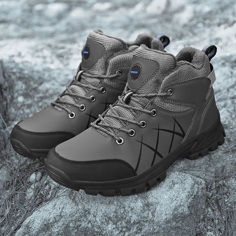 Winter Herrenstiefel High Top Wanderschuhe Warme Plüsch Stiefeletten Wasserdichte Leder Sneakers Outdoor Männliche Wanderstiefel Arbeitsschuhe_voghion.com