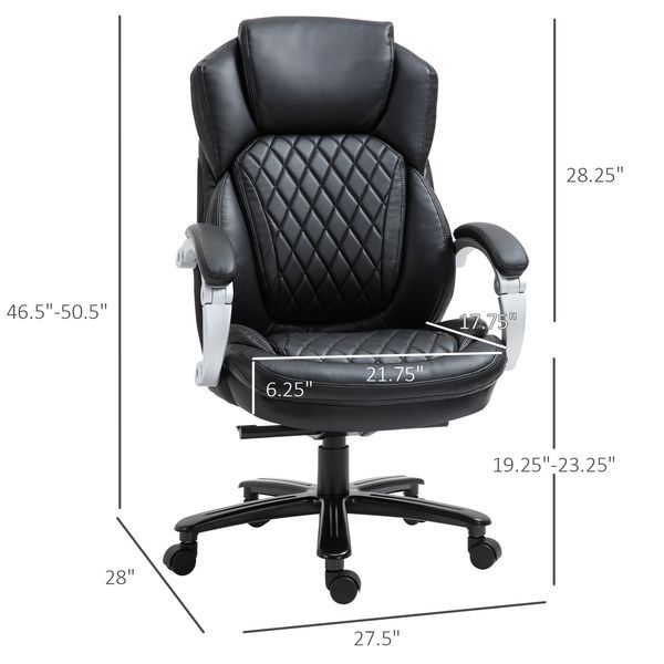 Vinsetto Executive Office Chair Big And Tall High-Back With Adjustable Tilt Angle Thick Padding Black_voghion.com