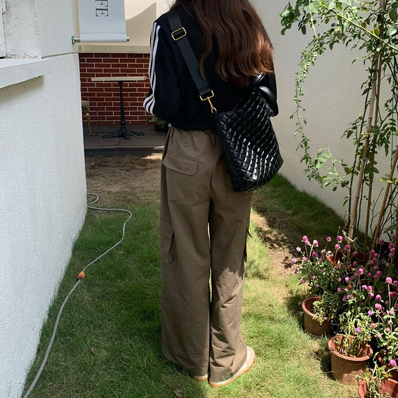 2023 Nuova borsa a tracolla con tracolla alla moda nera di alta qualità in pelle con design a rombo di grande capacità_voghion.com