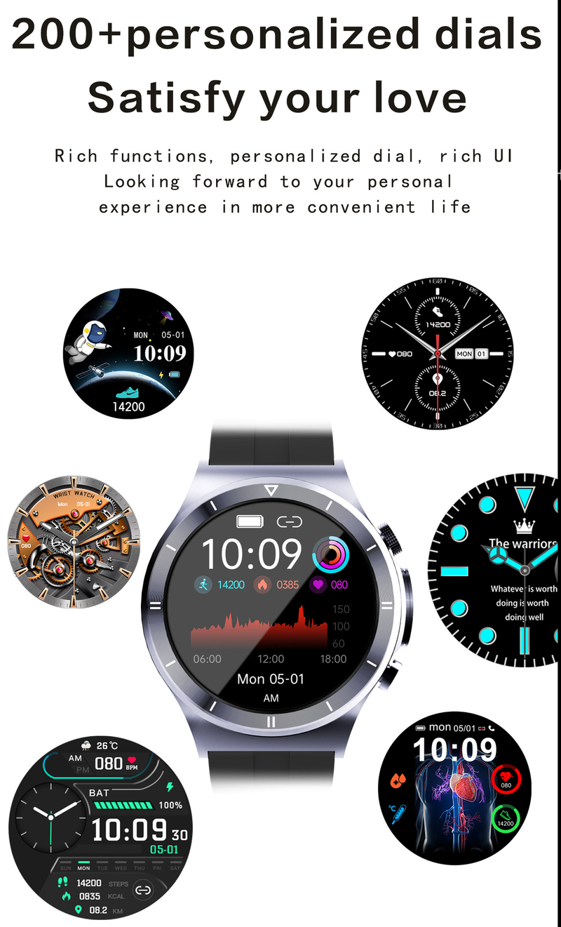 Smartwatch T30 da 1,39 pollici Chiamata Bluetooth Frequenza cardiaca ECG_voghion.com