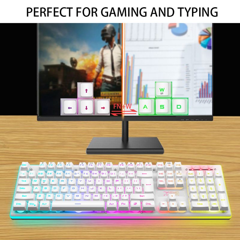 Membran Drahtlose 2,4G Beleuchtete Tastatur Geeignet Für Desktop Laptop Gaming Büro_voghion.com