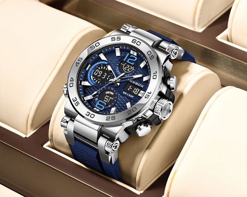 Men's Sport Watch With Digital Analog Display, Waterproof, Shock Resistant, LED Backlight, Silicone Strap, Durable Mineral Glass, Casual Outdoor Wear_voghion.com