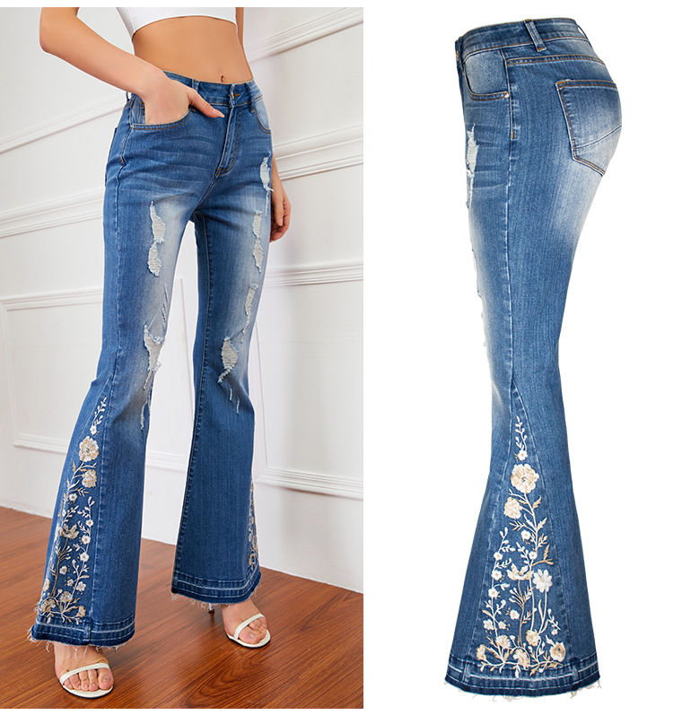 Γυναικεία ρούχα με τζιν για γυναίκες Βαριά βιομηχανία τρισδιάστατο κέντημα 3D Γυναικείο τζιν παντελόνι_voghion.com