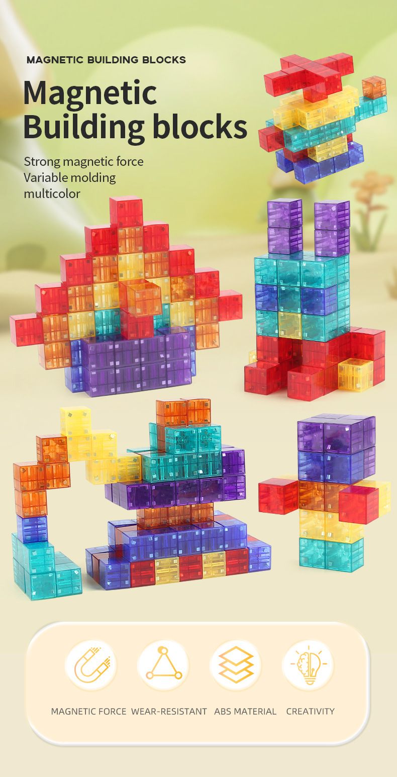 Stress Relief Toys 2cm Magnetic Cube DIY Geometric Building Blocks Magnetic Building Blocks Parent Child Interactive Building Blocks Toys_voghion.com