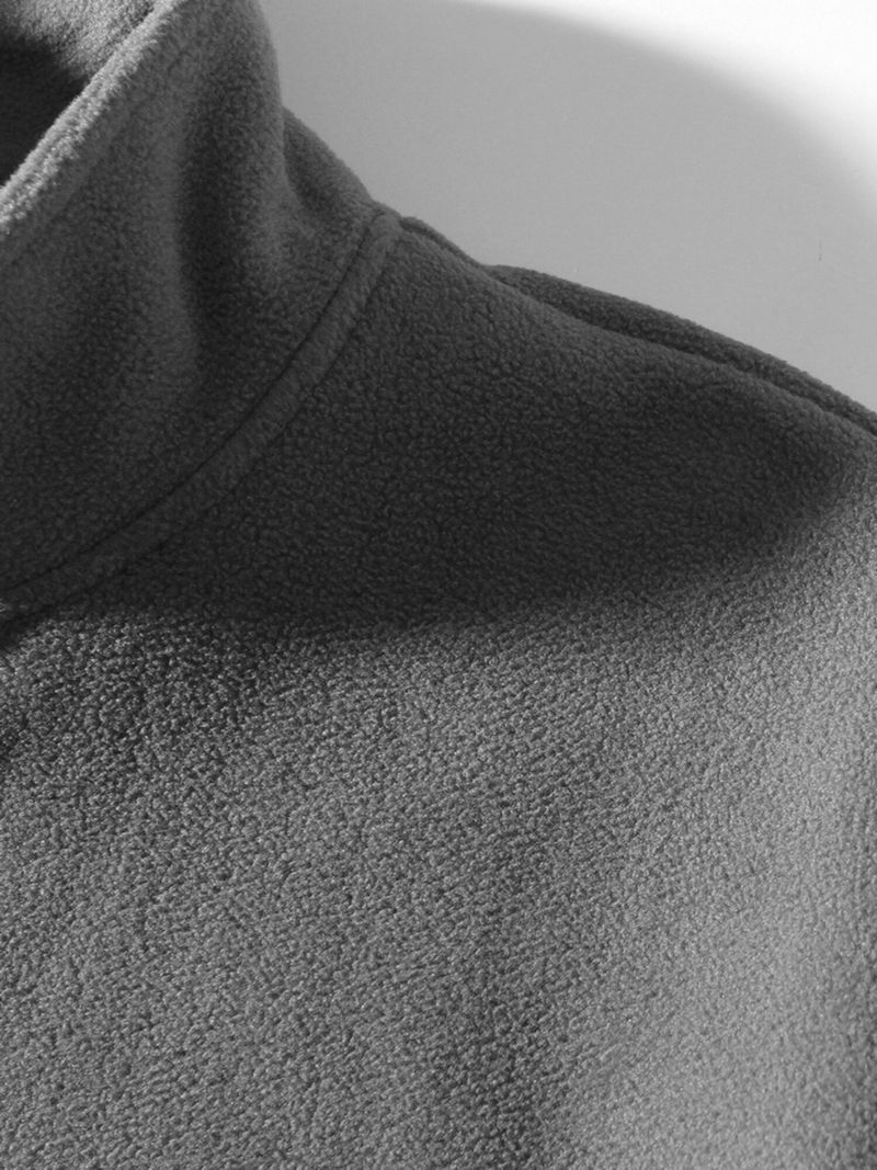 Chaqueta informal con capucha y cremallera para hombre - Sudadera ligera con cuello alto y forro polar para otoño e invierno (gris, negro, verde, beige)_voghion.com