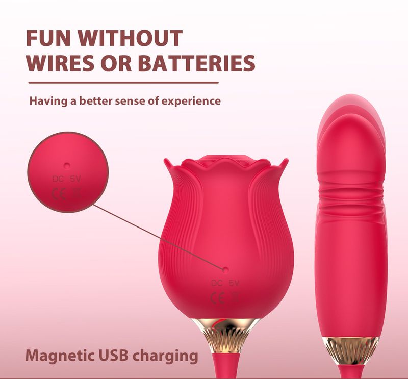 Saugzunge, Leckrose, Springei, Teleskopvibrator, Weiblicher Masturbator, Produkt für Erwachsene E75_voghion.com