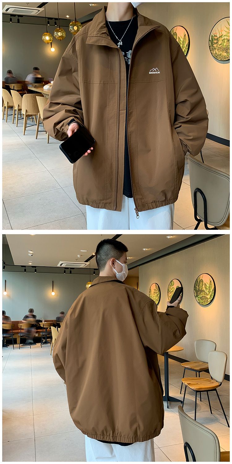 Windbreaker-Jacke im Mountain-Style für Herren – Leichter, wasserdichter Wandermantel mit Stehkragen und Multi-Taschen-Design (M-3XL, knitterfrei)_voghion.com