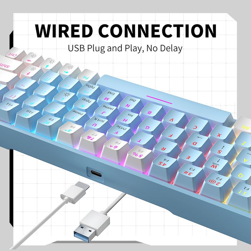 T62 Mixed Light Wired Mechanical Anpassbare Hot-Swap-fähige blaue rote Schalter Gaming E-Sports Kleine Tastatur_voghion.com