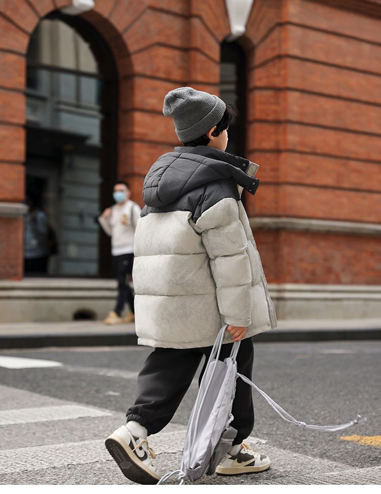 Boys Girls Winter Puffer Jacket With Hood, Warm Thick Down Coat For Kids, Mid-Length Waterproof Windproof Outerwear, Soft Lightweight Comfortable_voghion.com