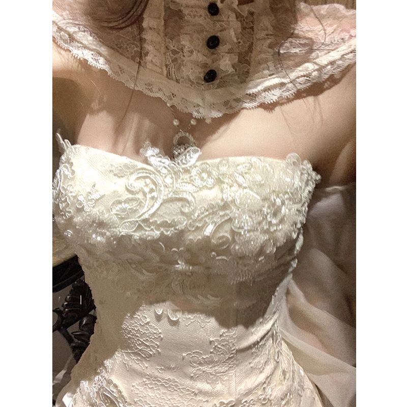 Korzet s dvojitým květinovým vzorem ve starožitném stylu s žakárovou výšivkou a korálky, rybí kost, krajkový stojáček, zeštíhlující, krátký top s podvazky_voghion.com