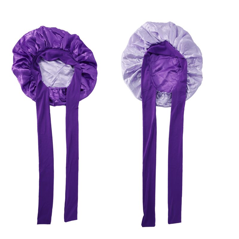 Cuffia da doccia in raso a doppio strato - Tesa larga 36 cm con nastro decorativo e design bicolore per la protezione dei capelli_voghion.com