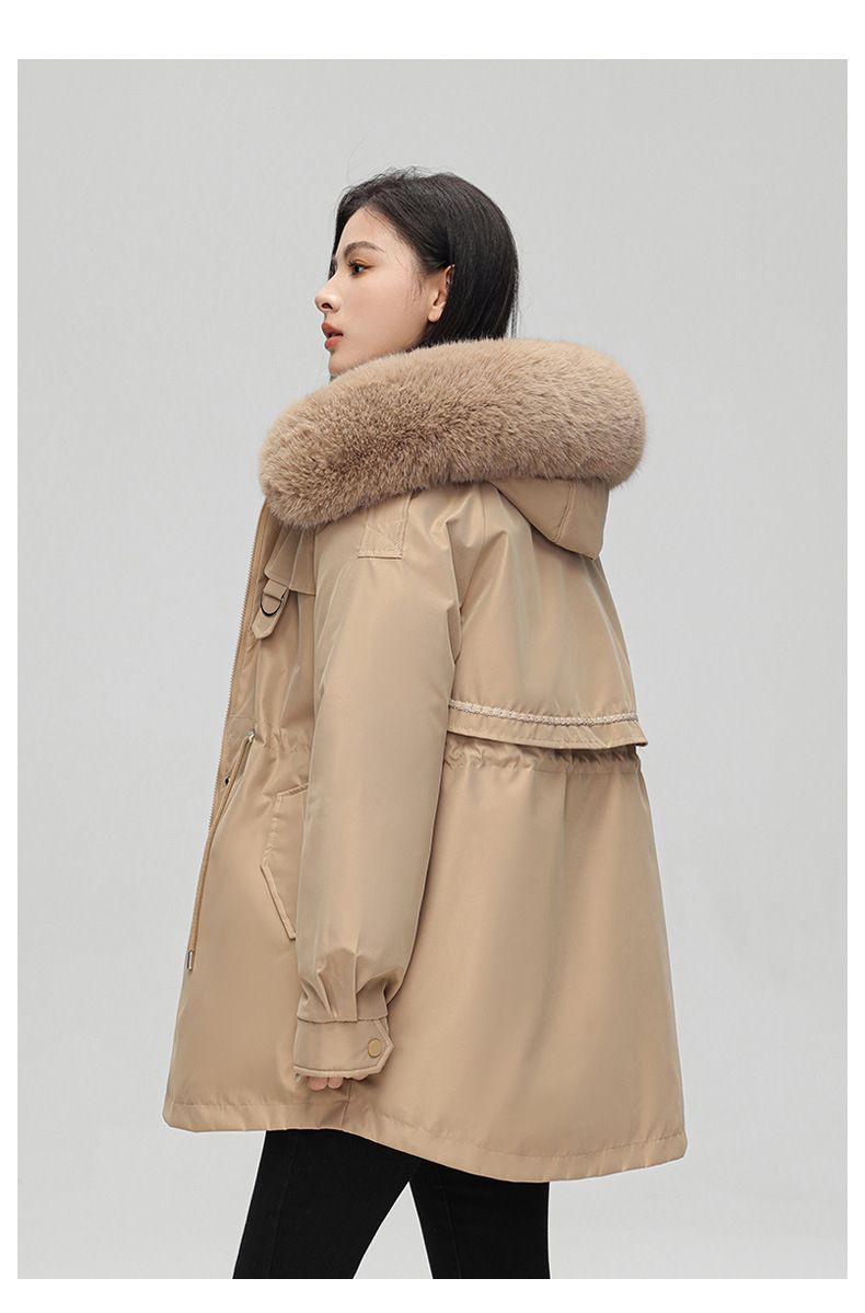 Women's Clothing three wear quilted parka disassembly women's medium and long 2024 winter new waist slim fit cotton coat_voghion.com