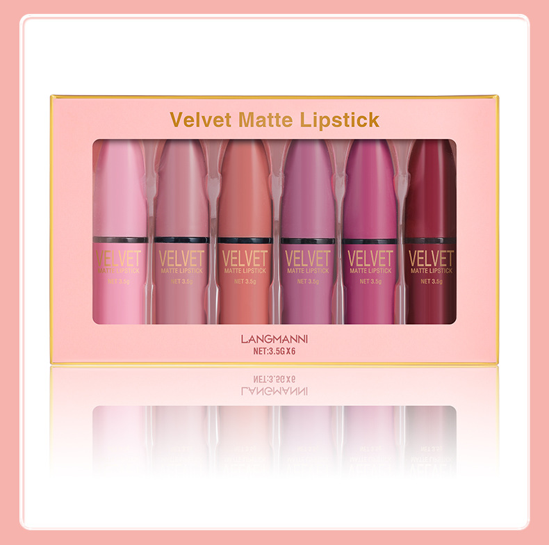 Matte Lipstick Set - 6 Velvet Bullet Lipsticks Gift Box, Long-Lasting & Highly Pigmented, Cruelty-Free & Vegan, Trendy Shades For All Skin Tones_voghion.com
