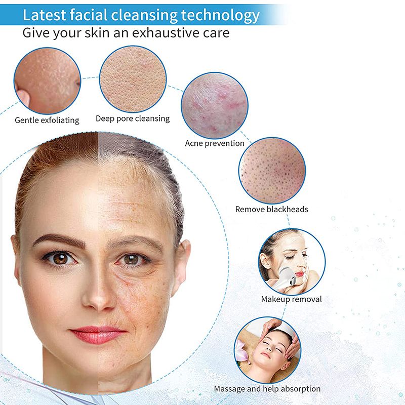 Cepillo eléctrico de limpieza facial con 2 modos, masajeador facial EMS, limpieza profunda de poros, cepillo exfoliante, cuidado de la piel, cepillo facial resistente al agua_voghion.com