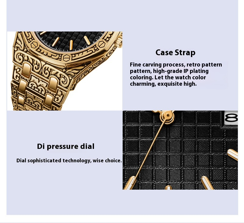 ONOLA Vattentätt stålband Klassiskt mode Personlighetstrend Business Herrklocka_voghion.com