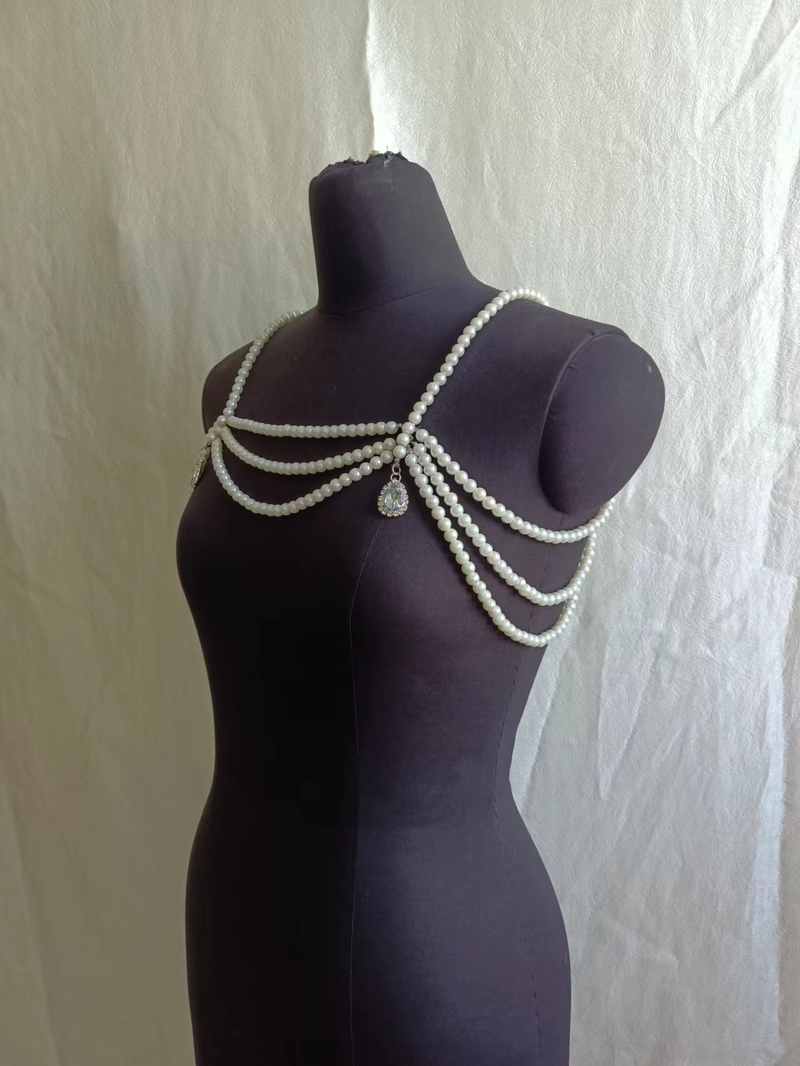 zq4340 Ciondolo con pietre preziose transfrontaliere più venduto europeo e americano catena di perle multistrato fatta a mano accessori di abbigliamento con catena per il corpo_voghion.com