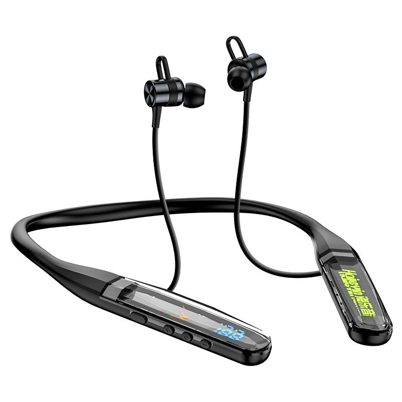 Auricolari sportivi unisex con fascia da collo e display a cristalli liquidi Bluetooth senza fili e batteria a lunga durata_voghion.com