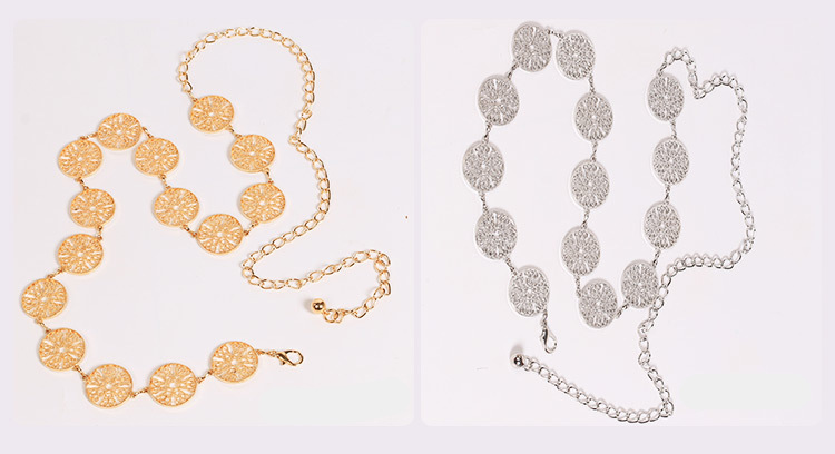 Metal Waist Chain, Hollowed Out Circle Decoration, Waist Chain, Dress Belt, Women's Stock, European and American Fashion Accessories, Belt Gift_voghion.com