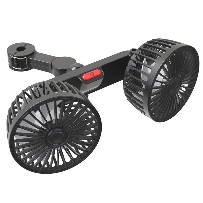 1 Pc Car Fan, Car Small Air Conditioner, Double-headed Rear Fan, Strong Wind, 360 Degrees Rotation, Large Air Volume, Subwoofer Operation, Base Fixed_voghion.com