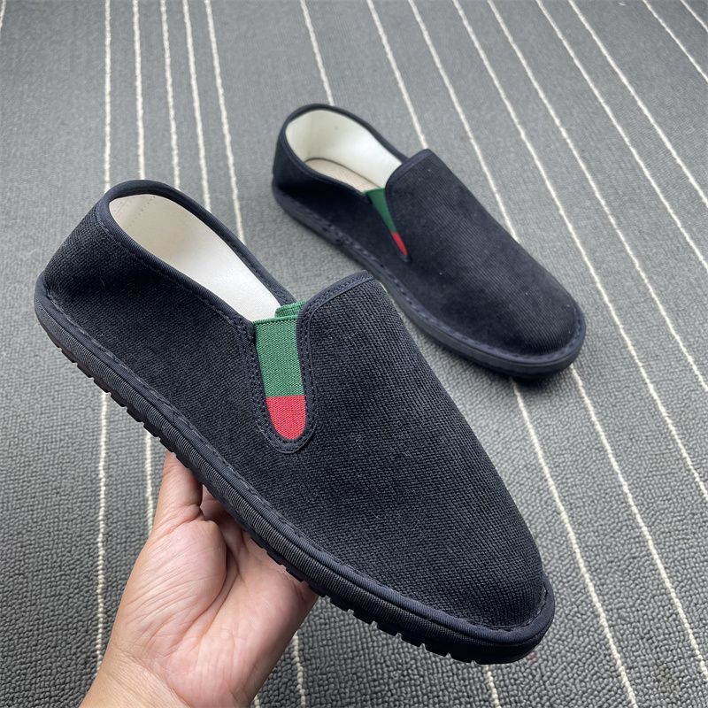 National Trendy Style Pure Color Elastic Mouth Corduroy Sweat-Absorbent Small Fabric Shoes_voghion.com