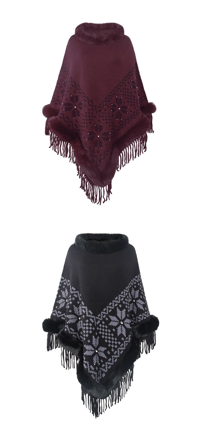 Neu Herbst Und Winter Mantel Schal Gestrickte Schal Pelz Kragen Perlen Quaste Saum Pullover_voghion.com