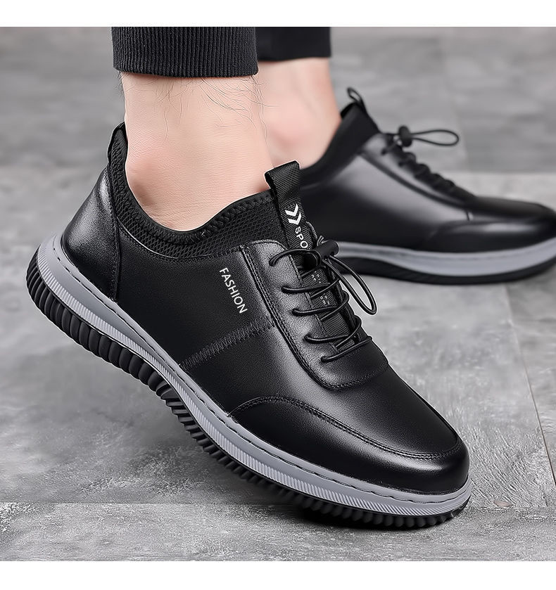 Douyin Herrenschuhe, neue Herren-Freizeit-Lederschuhe, atmungsaktive Herrenschuhe, weicher Boden, weiche Panel-Schuhe, Fahrschuhe, Erbsenschuhe_voghion.com