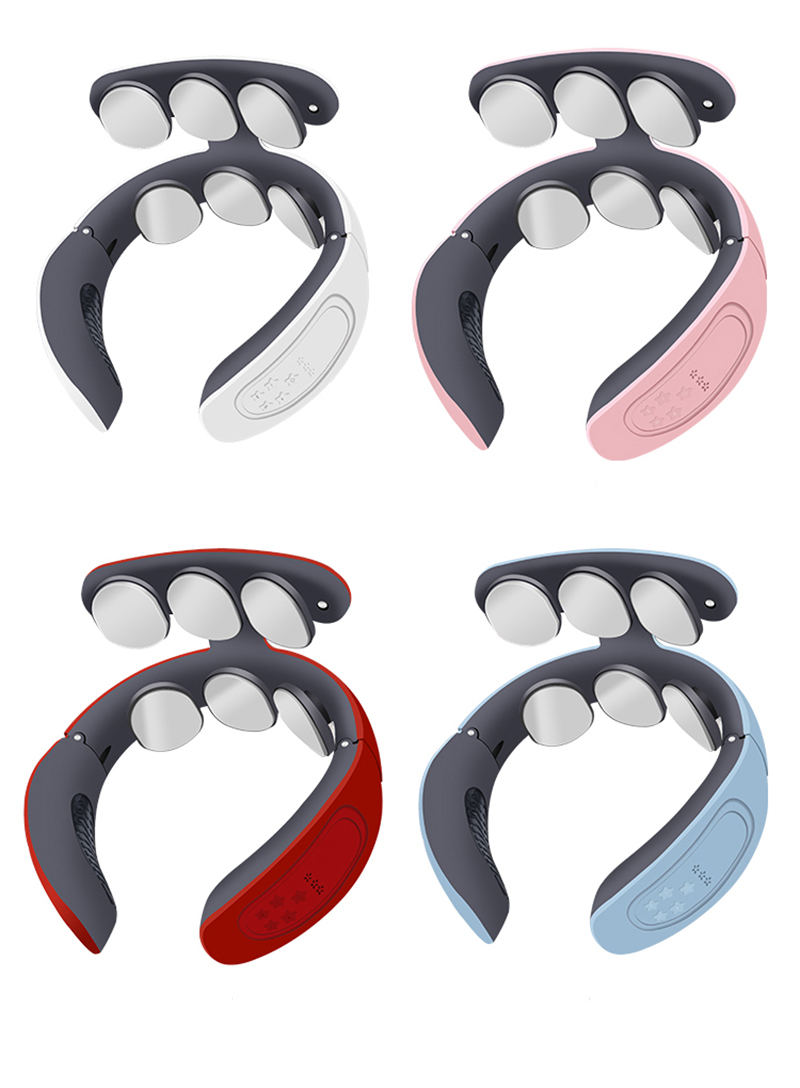 Nackmassageapparat för smärtlindring med värme Elektrisk nacke halsryggradsmassage USB Ladda nackeavslappning Hemma hälsa_voghion.com