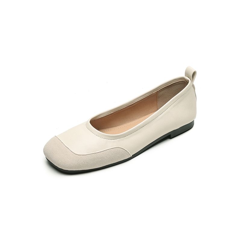 Square Head Single Shoes Women's Summer Flat Bottom Retro One-pedal Doudou Shoes Shallow Mouth Soft Sole Ballet Shoes_voghion.com