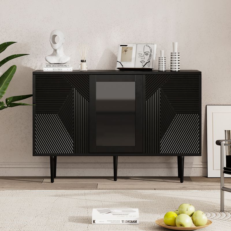 Comode Schwarz 120x79,5cm Con 3 Vasi, Mobili In Metallo E Vetro_voghion.com