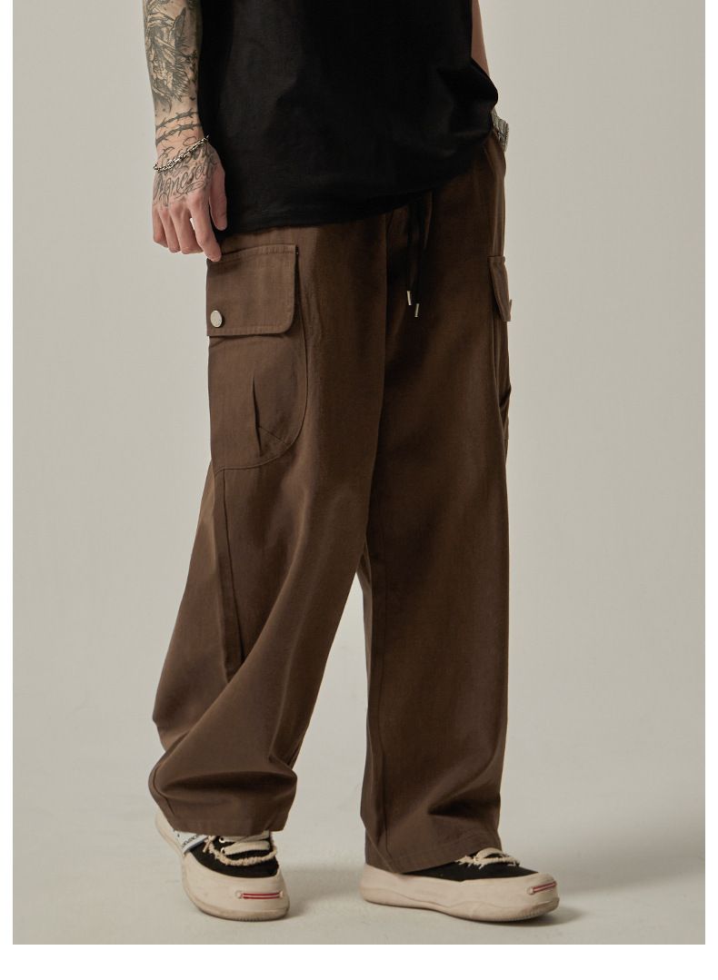 Herrenbekleidung Mode Overalls Trendy Loose Straight Wide Leg Casual Pants_voghion.com