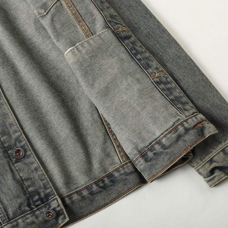 Americká těžká džínová bunda pánská podzimní a zimní 2024 trendy značková elegantní bunda s volným střihem a vyšívaným topem_voghion.com