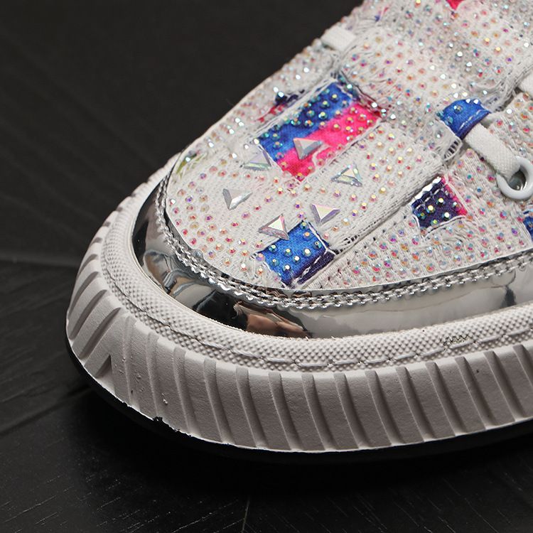Mocassini bassi con strass per persone pigre, scarpe casual con diamanti pieni, scarpe da uomo basse alla moda con un piede_voghion.com