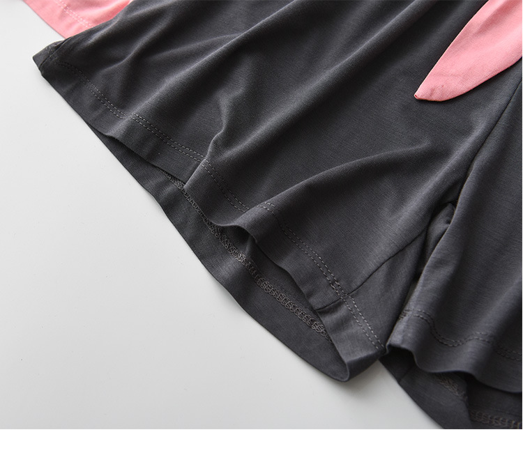 Women's clothing modal ladies pajamas contrast color large size casual lazy loose slimming home clothes three-piece set_voghion.com