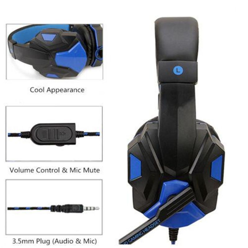 Fones de ouvido com fio para jogos PS4 PS5 Xbox Smartphone Laptop PC Baixo Estéreo Gamer Headset Capacete com 120° Ajustável_voghion.com