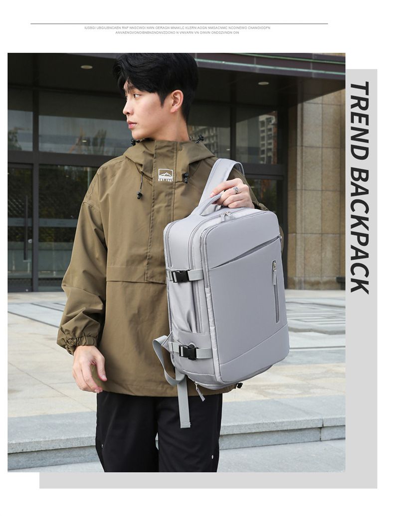 Men’s Bags Expandable Backpack Double Back Travel Luggage Bag Large Capacity Shoe Compartment Multi Function Computer Bag_voghion.com