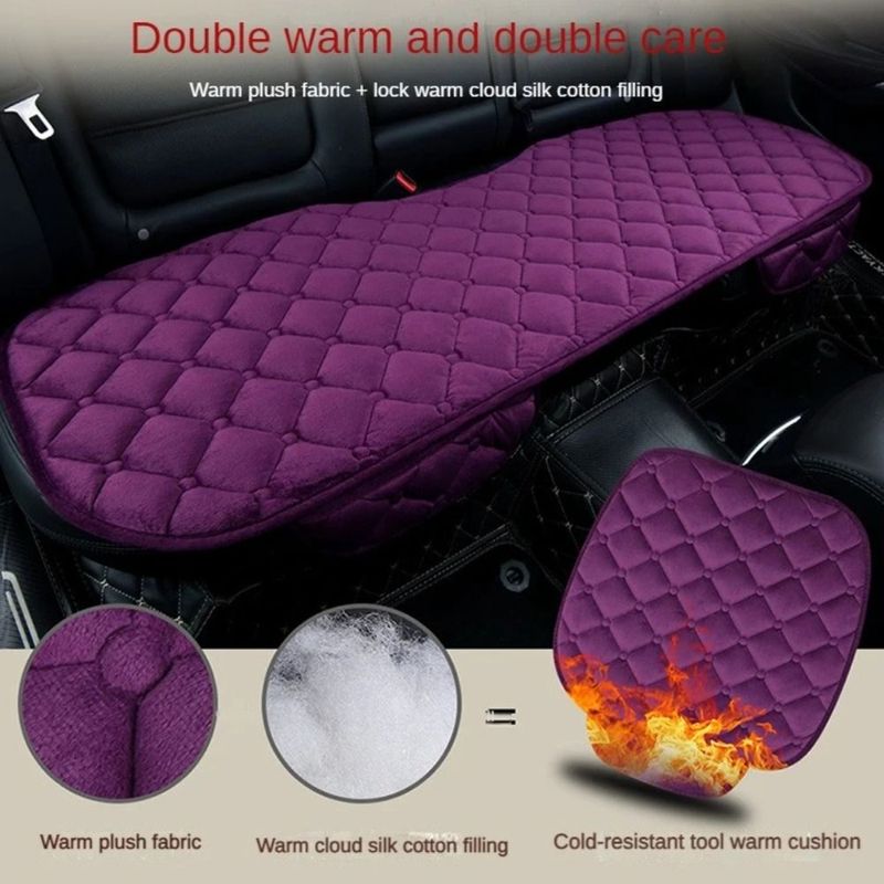 Car Seat Cover Front Rear Flocking Cloth Cushion Non Slide Winter Auto Protector Mat Pad Keep Warm Universal Fit Truck_voghion.com