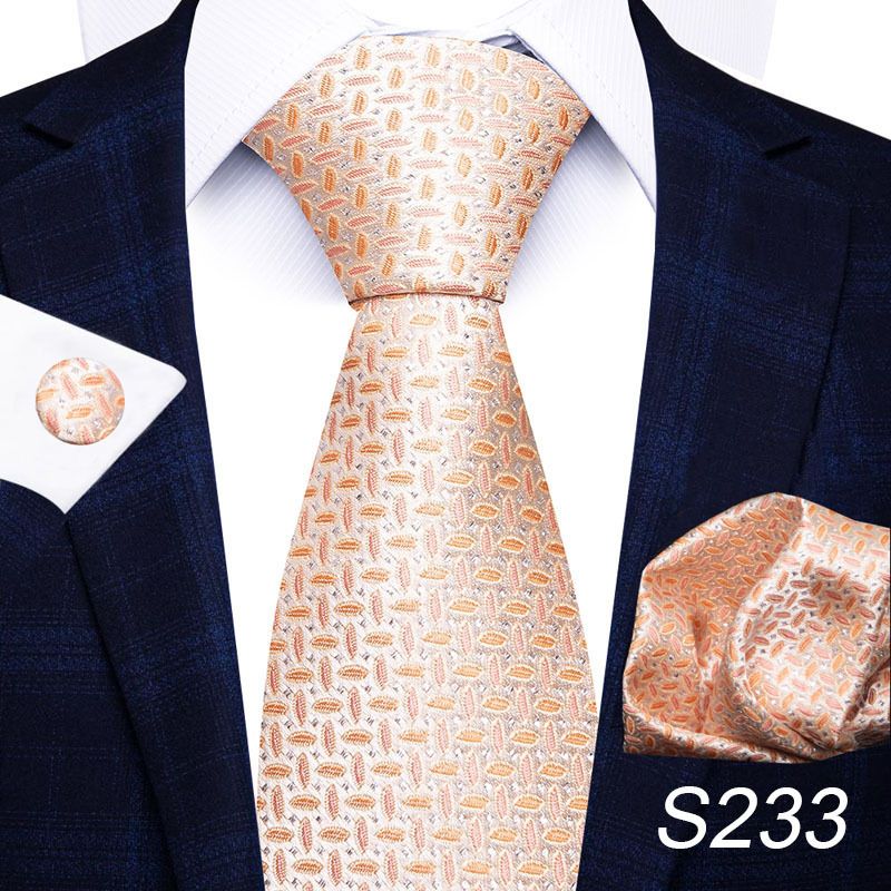 Corbata de seda de poliéster de alta calidad unisex para hombre, corbata formal de color sólido, bolsillo, toalla, gemelos, juego de jacquard_voghion.com