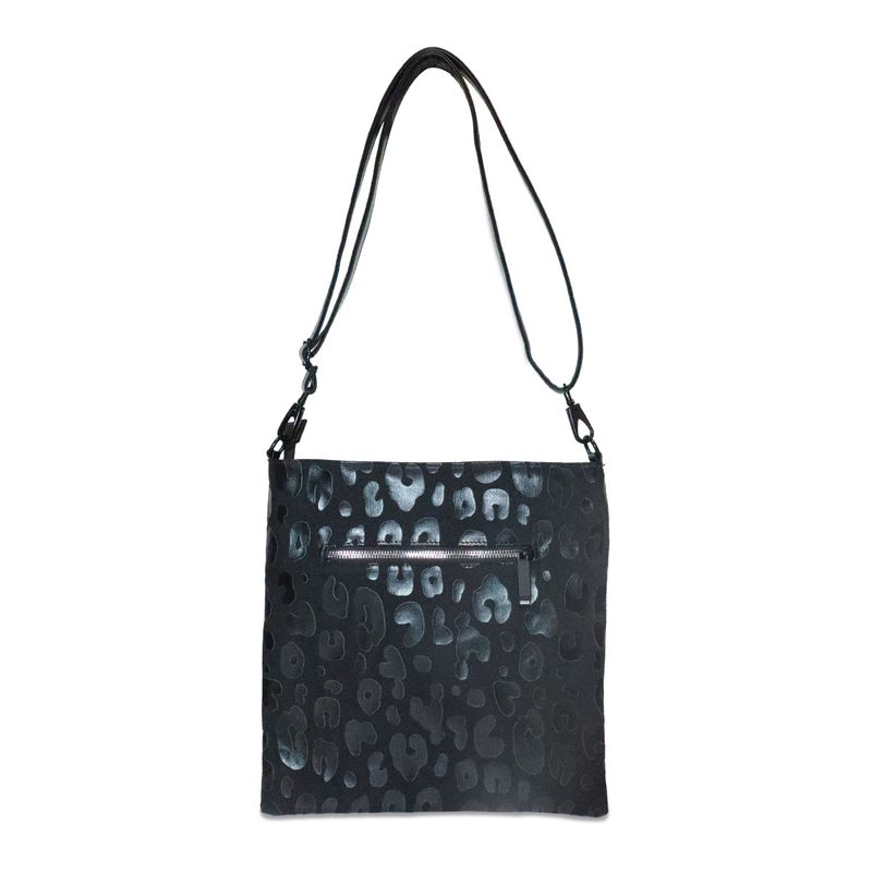 Sac à bandoulière léopard noir, sac à bandoulière en toile verticale avec fermeture éclair et tournesol pour femmes, sac d'étudiant_voghion.com
